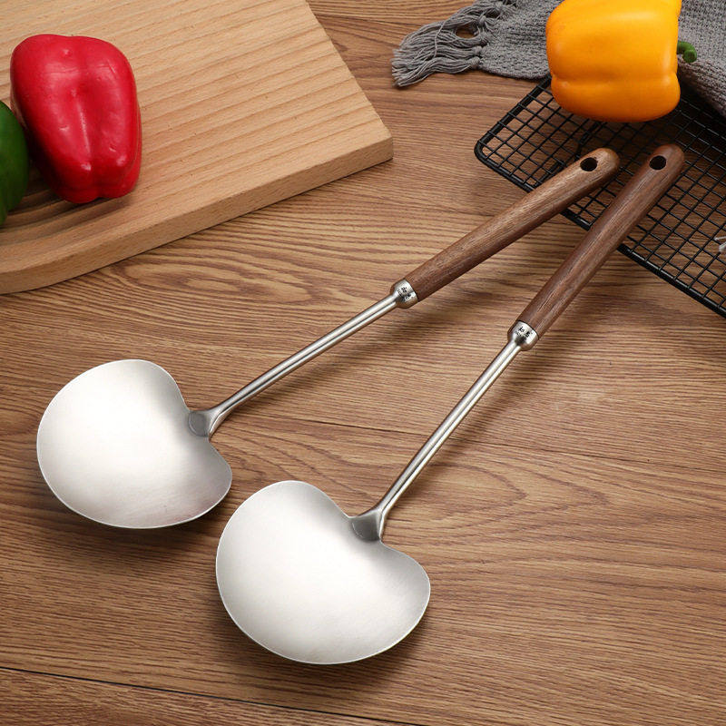 304不锈钢胡桃木蘑菇铲家用迷你炒菜铲子小号不粘锅专用铁铲炒勺,淘宝优惠券,粉丝福利购,淘宝优惠卷