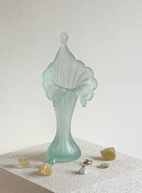 【Verdant】新艺术中古小众花朵摆件磨砂玻璃花瓶客厅软装饰品瓶