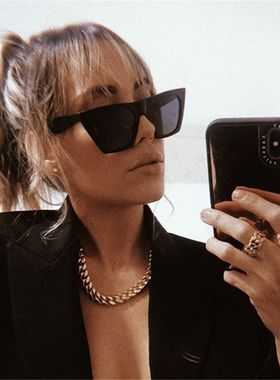 速发个性夸张原镜蓝色超大方框猫宿蹦迪墨眼男