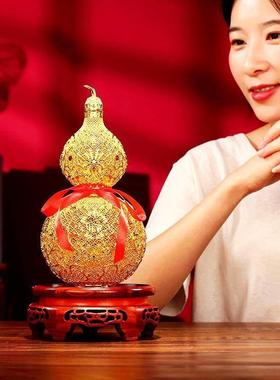 黄铜金色《花丝福葫芦》摆件家居客厅办公室装饰品开业乔迁礼品