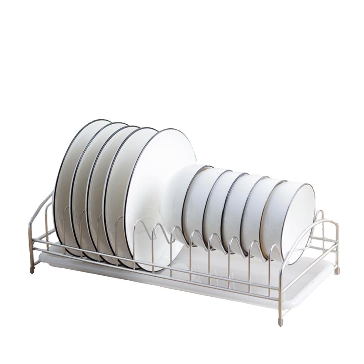 厨房台面304不锈钢单层沥水碗碟架水槽边碗盘置物架窄柜抽屉内置 - 图3