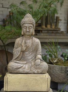 禅意佛像鱼缸造景摆件装饰民宿庭院户外阳台花园造景布置园艺创意