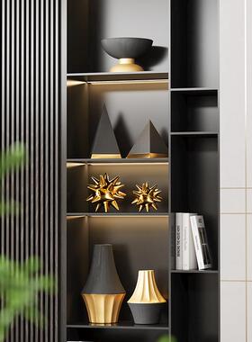 轻奢高端电视柜黑金摆件客厅酒柜开格子壁龛高端壁龛装饰陈设