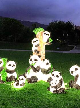 仿真熊猫装饰摆饰户外园林风景卡通动物雕塑庭院商业街景观装饰品