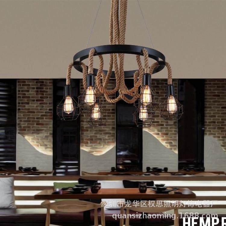 照明供应复古业工业风铁厅麻艺绳吊灯餐茶楼酒吧家居工复古风,淘宝优惠券,粉丝福利购,淘宝优惠卷
