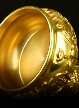 纯铜聚宝盆聚财招财摆件黄铜米缸客厅玄关家居装饰品乔迁开业送礼