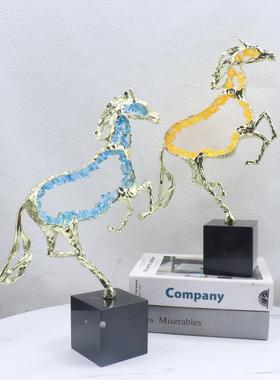 现代轻奢创意镂空骏马摆件办公室客厅玄关电视柜酒柜书柜装饰摆设