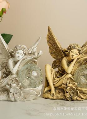 入睡精灵花仙子树脂工艺品摆件欧式天使雕像庭院花园装饰品