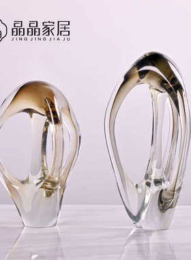 现代简约抽象镂空几何摆件样板间玄关客厅电视柜桌面家居饰品摆件