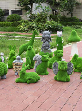 新疆包邮花园幼儿园草坪仿真兔子雕塑户外庭院植绒草皮小动物景观