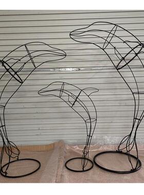 铁艺不锈钢镂空鲸鱼海豚网格编织酒店展厅海洋动物悬吊装饰品雕塑