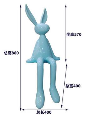 户外网红卡通大白兔玻璃钢摆件家居客厅样板间走廊兔子雕塑装饰品