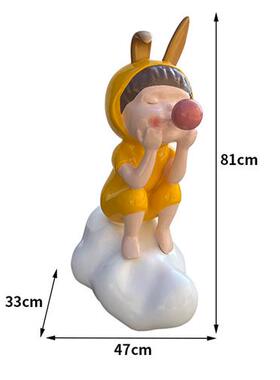 卡通泡泡兔耳女孩落地摆件可爱大公仔人物客厅商场玩偶玻璃钢雕塑