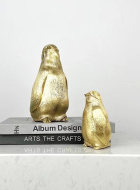 高端奢华纯铜企鹅摆件欧美别墅客厅电视柜桌面摆设样板间软装饰品