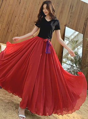 2022 Dance Skirts Chiffon Long Skirts For Women Elegant Casu