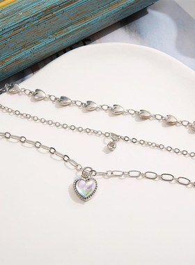 极速Fashion clavicle chain 多层叠戴项链时尚桃心爱心吊坠锁骨