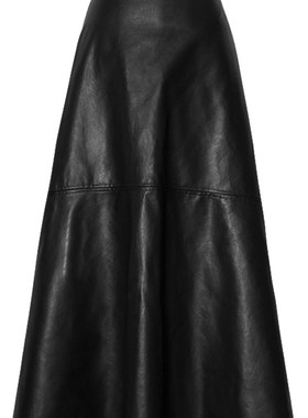 Lautaro Autumn Long Black A Line Soft Faux Leather Skirt Wom