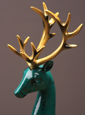 美式创意招财情侣麋鹿家居摆件客厅电视柜装饰样板间结婚乔迁礼物