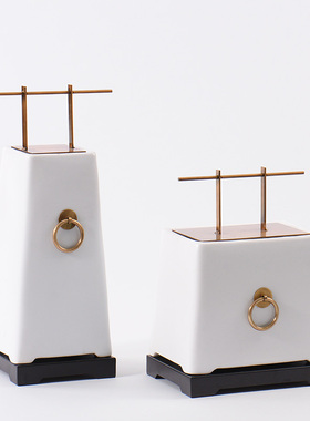 新中式禅意陶瓷摆件客厅玄关样板间售楼处书房博古架现代软装饰品