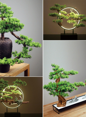 办公室装饰摆件玄关软装办公桌招财创意大迎客松摆设开业礼品送礼