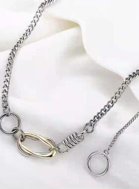 极速ins风嘻哈个性几何不规则拼接项链女复古简约冷淡风吊坠颈炼