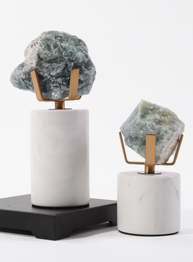 北欧轻奢现代天然晶石饰品装饰品样板间书房书柜艺术软装欧式摆件