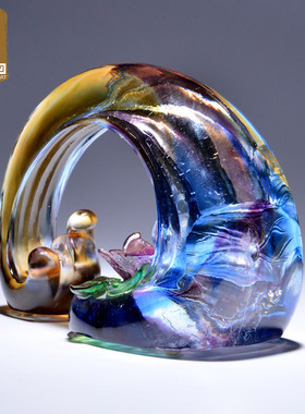 琉璃鸳鸯摆件水晶工艺礼品摆饰客厅卧室酒柜装饰情意绵绵结婚爱情