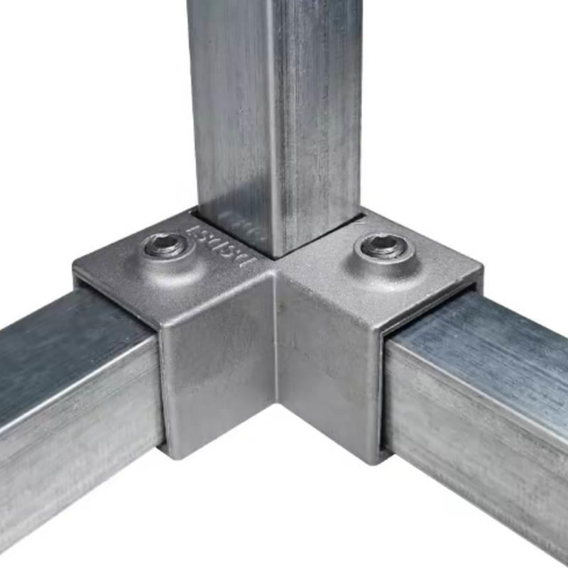25X25mm方管铝合金连接件镀锌不锈钢方管方钢免打孔架子固定扣件 - 图0