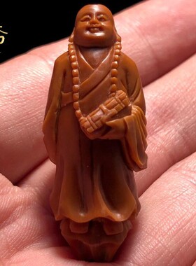 极速橄榄核单籽弥勒核雕吊坠整身雕刻书生弥勒佛脖挂手串挂件文玩