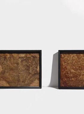 现代轻奢复古果纹木托摆件样板间售盘楼处客厅桌收IMD纳盘面软装