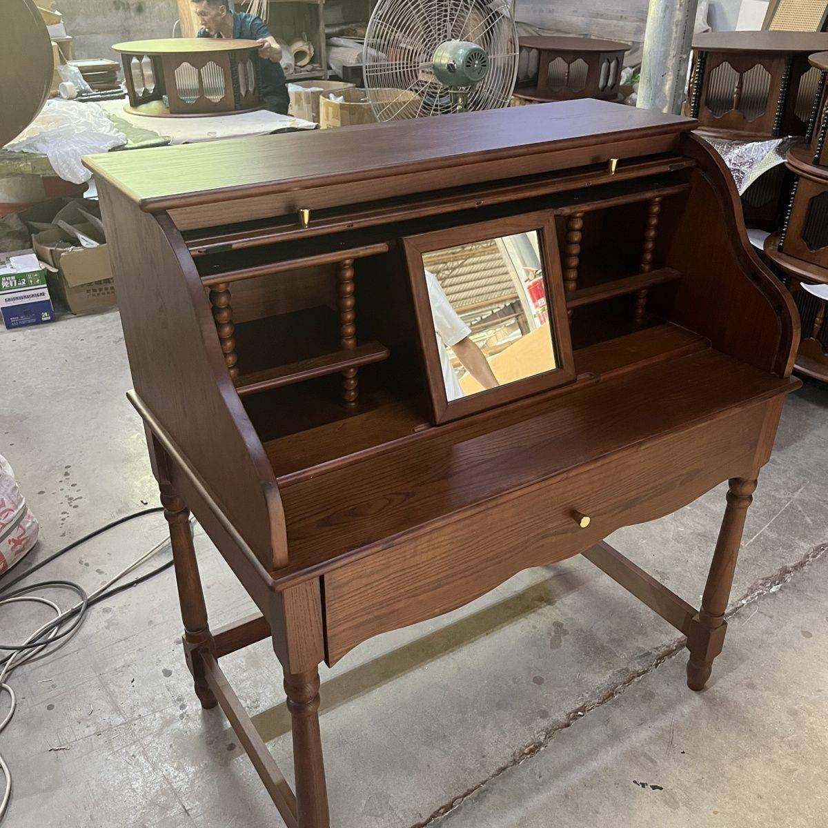 法式复古实梳妆斗柜木一体简台约现代卧室具家中古风梳-妆桌含凳,淘宝优惠券,粉丝福利购,淘宝优惠卷