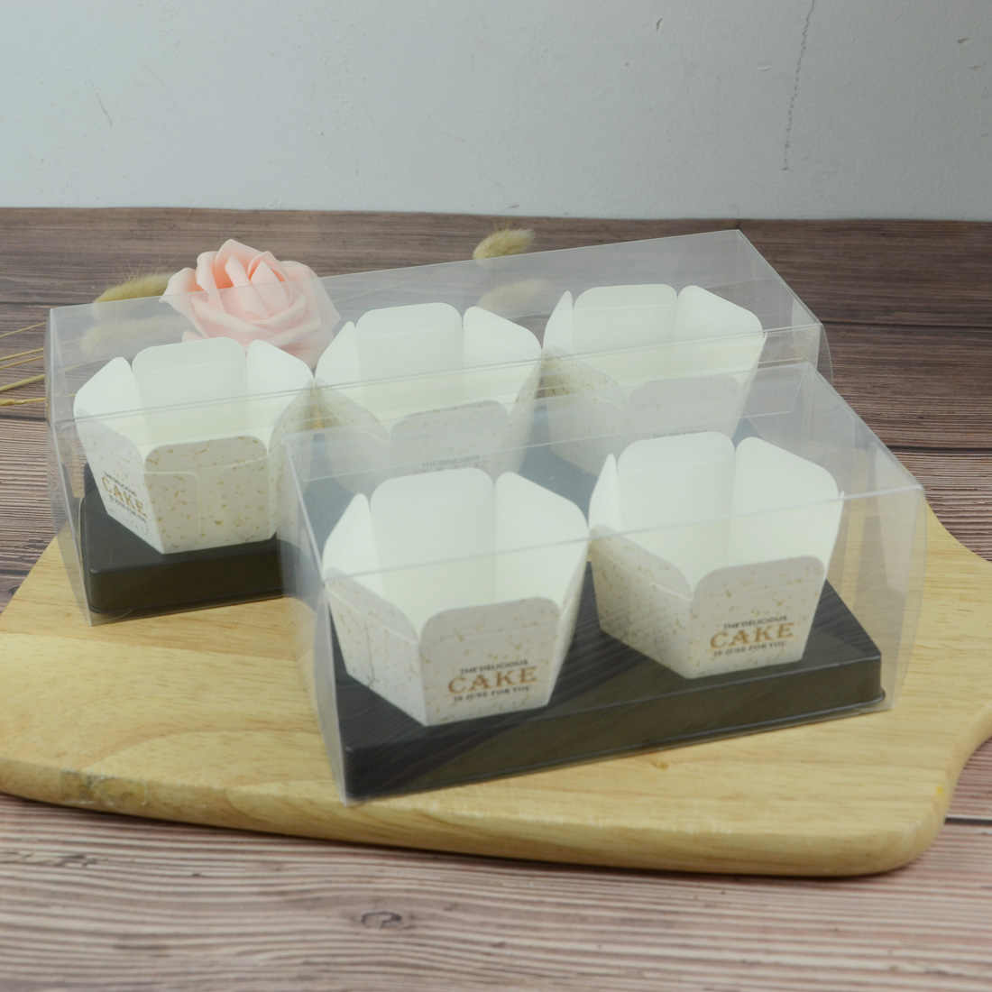 纸杯蛋糕包装盒北海道戚风纸杯烘焙透明甜品打包盒子马芬杯100个 - 图1