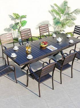 户外桌椅别墅庭院露天阳台铝合金桌椅休闲简约室外花园铸铝桌椅