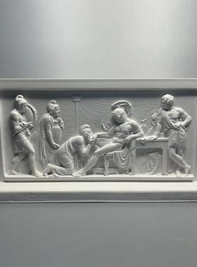 丹麦博物馆复刻人物雕塑平面浮雕艺术品石膏像装饰摆件立体版画