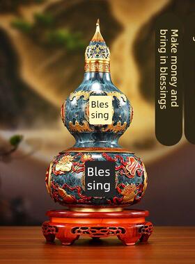 大号铜葫芦摆件葫道玄家八宝芦开口开盖GIT饰空心客厅办公室关装