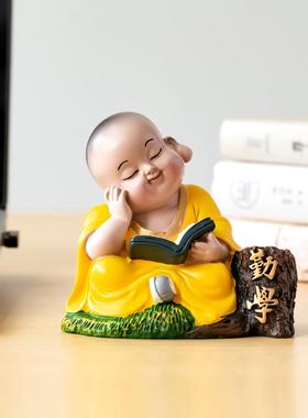 妙工坊励志沙弥禅意小和尚工位桌面解压摆件情绪治愈书桌家居饰品