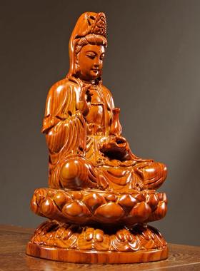 花梨木雕观音菩萨佛像摆件实木观世音家居客厅玄关摆设装饰工艺礼