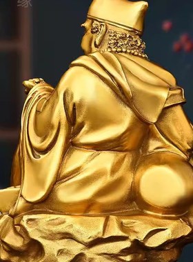 纯铜活佛济公佛像摆件道济李修缘师傅摆件铜器桌面工艺装饰品人物