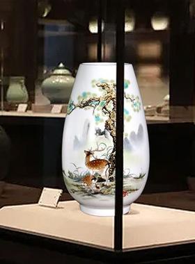 鹤鹿同春高档新中式摆件客厅装饰品家居玄关摆件花瓶轻奢办公室