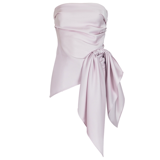 Sleeveless French design moderate ribbon design satin women