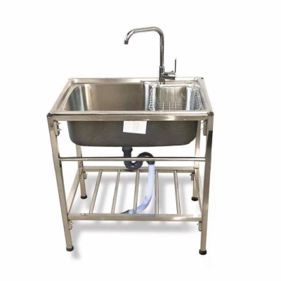 网红不锈钢水槽带支架简易洗菜盆橱柜单盆厨房不锈钢洗碗水池一体 - 图3