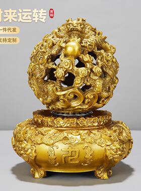 全九转乾招坤鼎摆件时来运铜转九龙戏珠165鼎客家居办公风水财摆