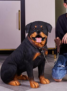 真狗摆件罗威犬模型客厅玄关家罗威纳犬居装饰门口塑仿看门狗雕乔