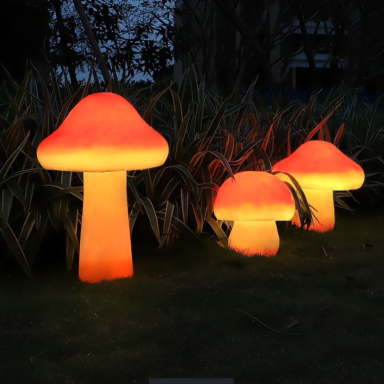 户外发光玻璃钢蘑菇灯庭院灯园林景观灯防水草坪灯亮化工程装饰灯 - 图0
