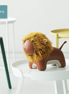 台湾zuny手工制作皮质动物狮子大象猩猩老虎老鼠恐龙书档摆件礼物