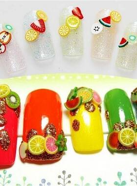 好货1pack Nail Art 3D Fruit Flowers Feather Design Tiny Slic