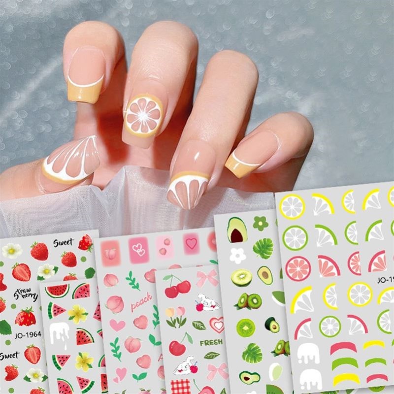 Nail Stickers 3D Adhesive Sliders Lemony Grapefruit - 图0
