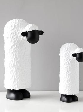 北欧现代简约卡通可爱动物绵羊创意摆件样板间大厅儿童房玄关桌面