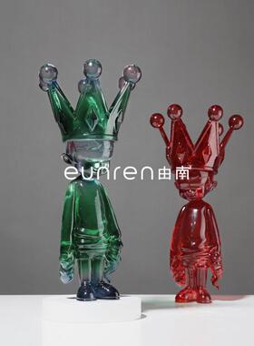 欧式极简透明卡通人物雕塑摆件客厅酒店样板房间家居软装饰品