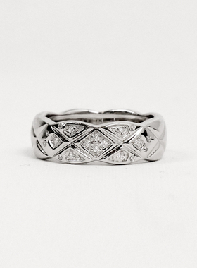 一支探戈丨小个子极简 925银锆石菱格重工戒指2615006